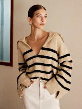 NWT Commense Oversized Striped Pullover Sweater XS